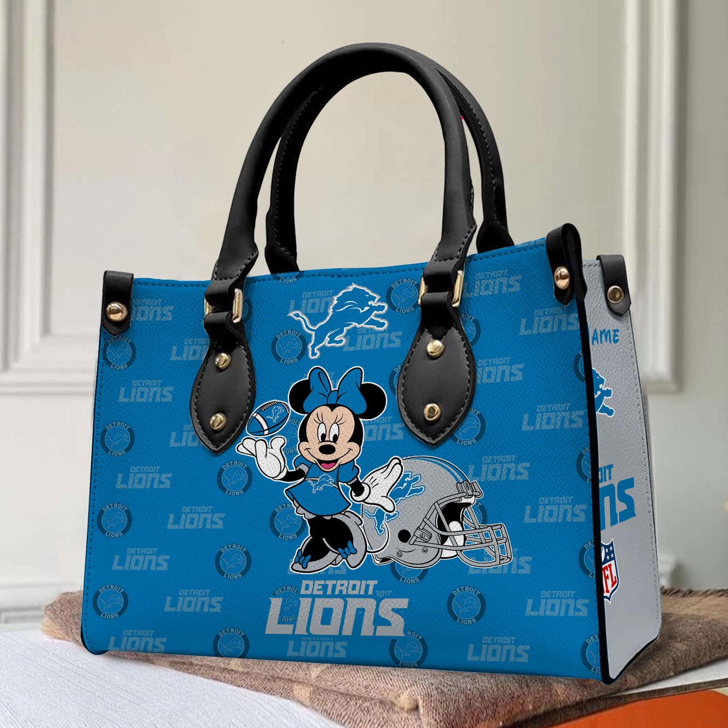 Detroit Lions Personalized Leather Hand Bag BB396