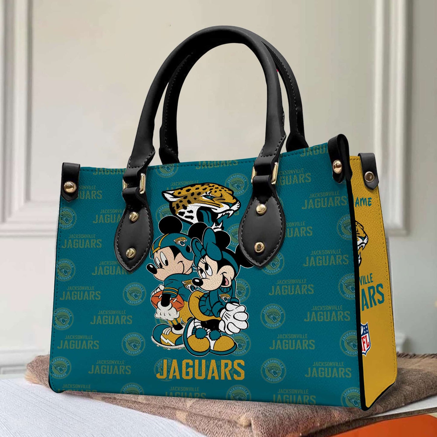 Jacksonville Jaguars Personalized Leather Hand Bag BB94