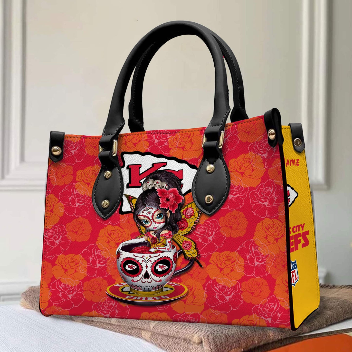 Kansas City Chiefs Personalized Leather Hand Bag BB63