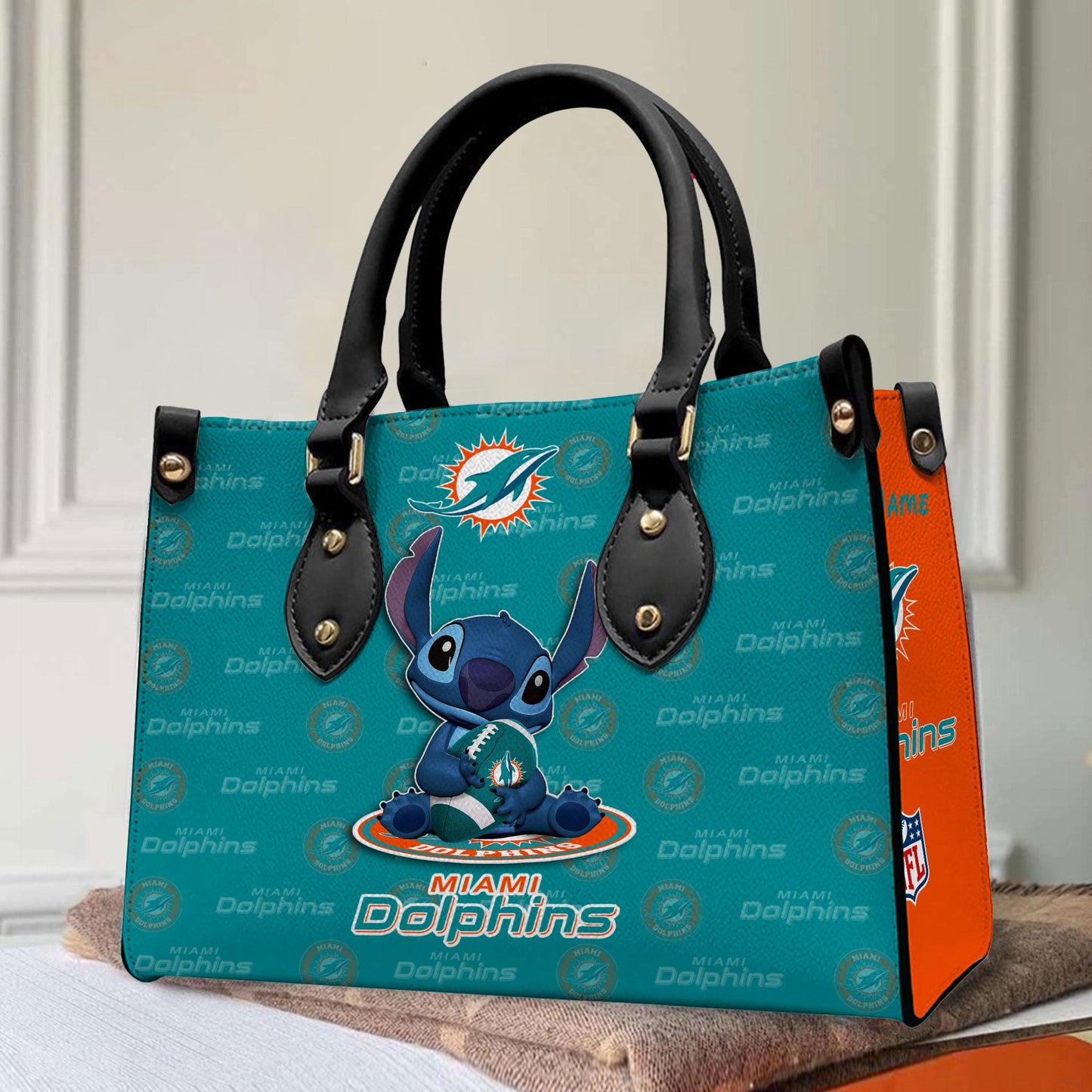 Miami Dolphins Personalized Leather Hand Bag BB357