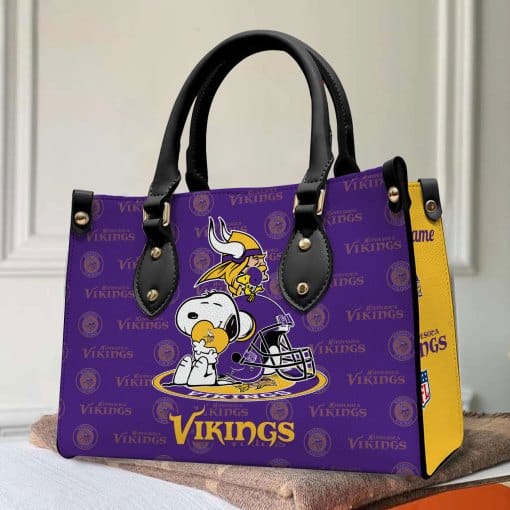 Minnesota Vikings Personalized Leather Hand Bag BB153