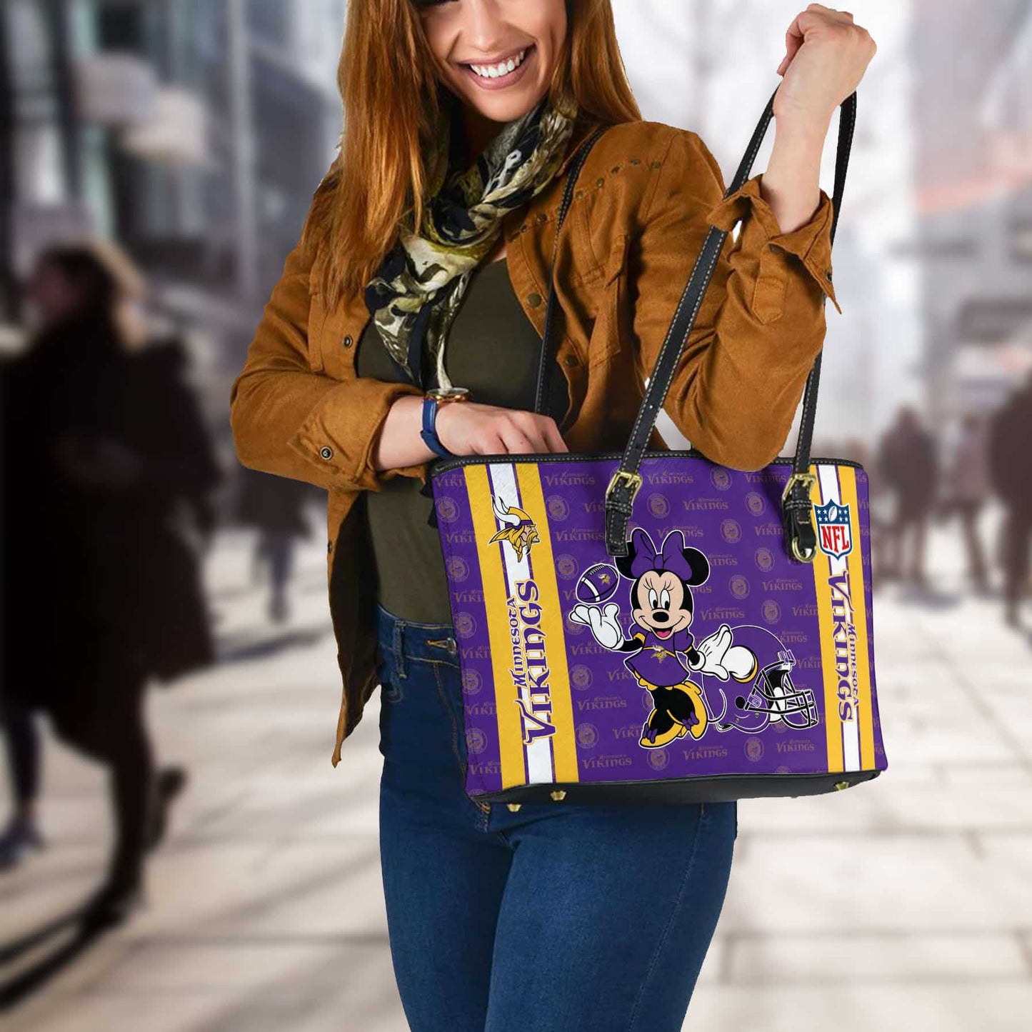 Minnesota Vikings Women Leather Tote Hand Bag BB31