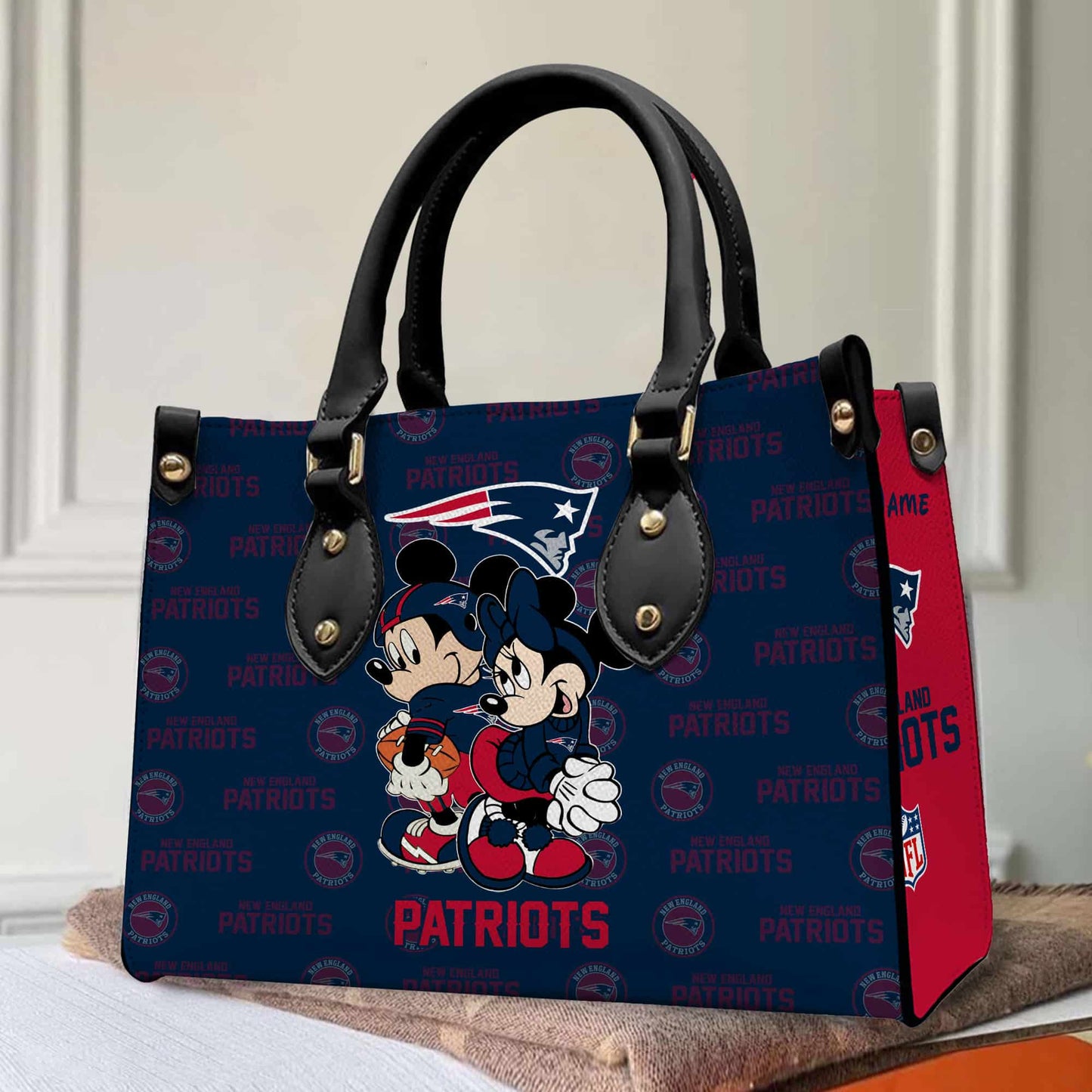 New England Patriots Personalized Leather Hand Bag BB101