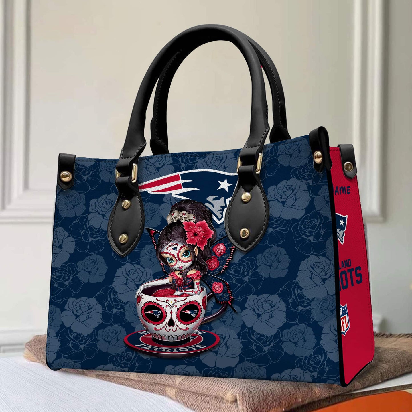New England Patriots Personalized Leather Hand Bag BB69
