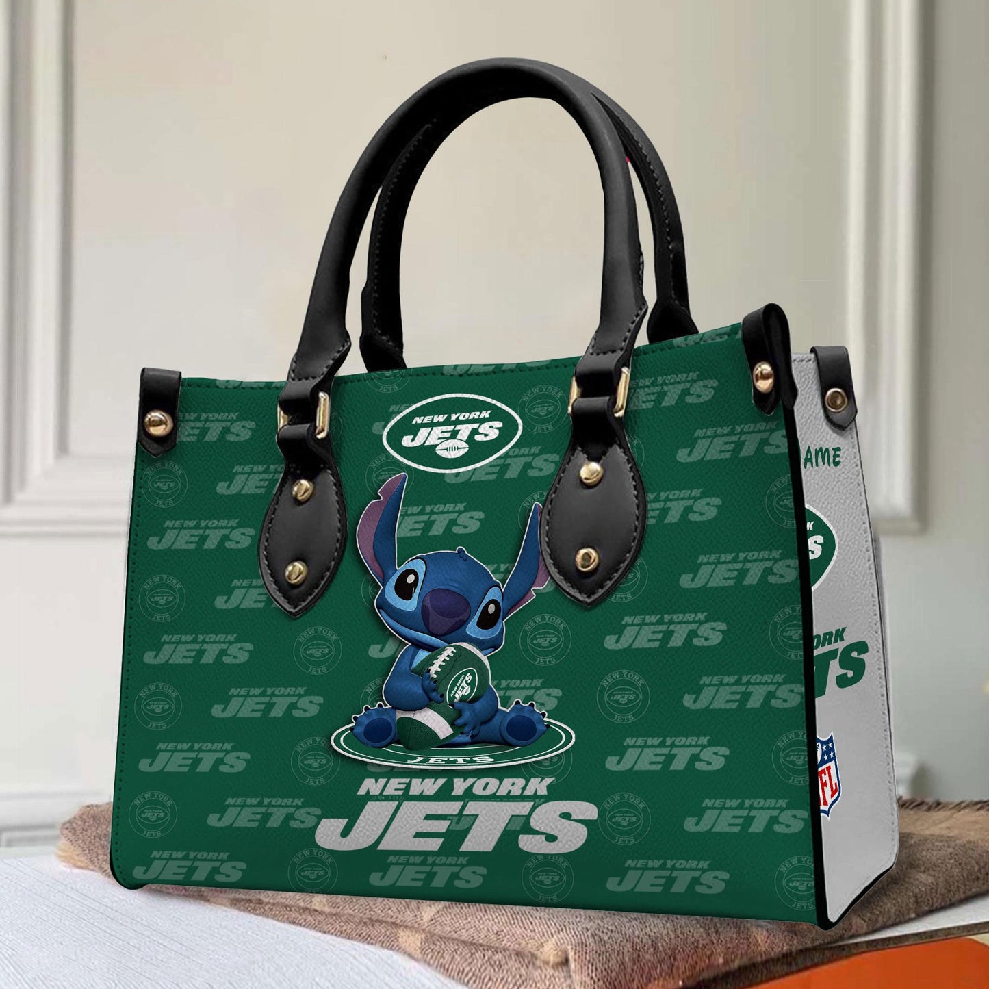 New York Jets Personalized Leather Hand Bag BB349