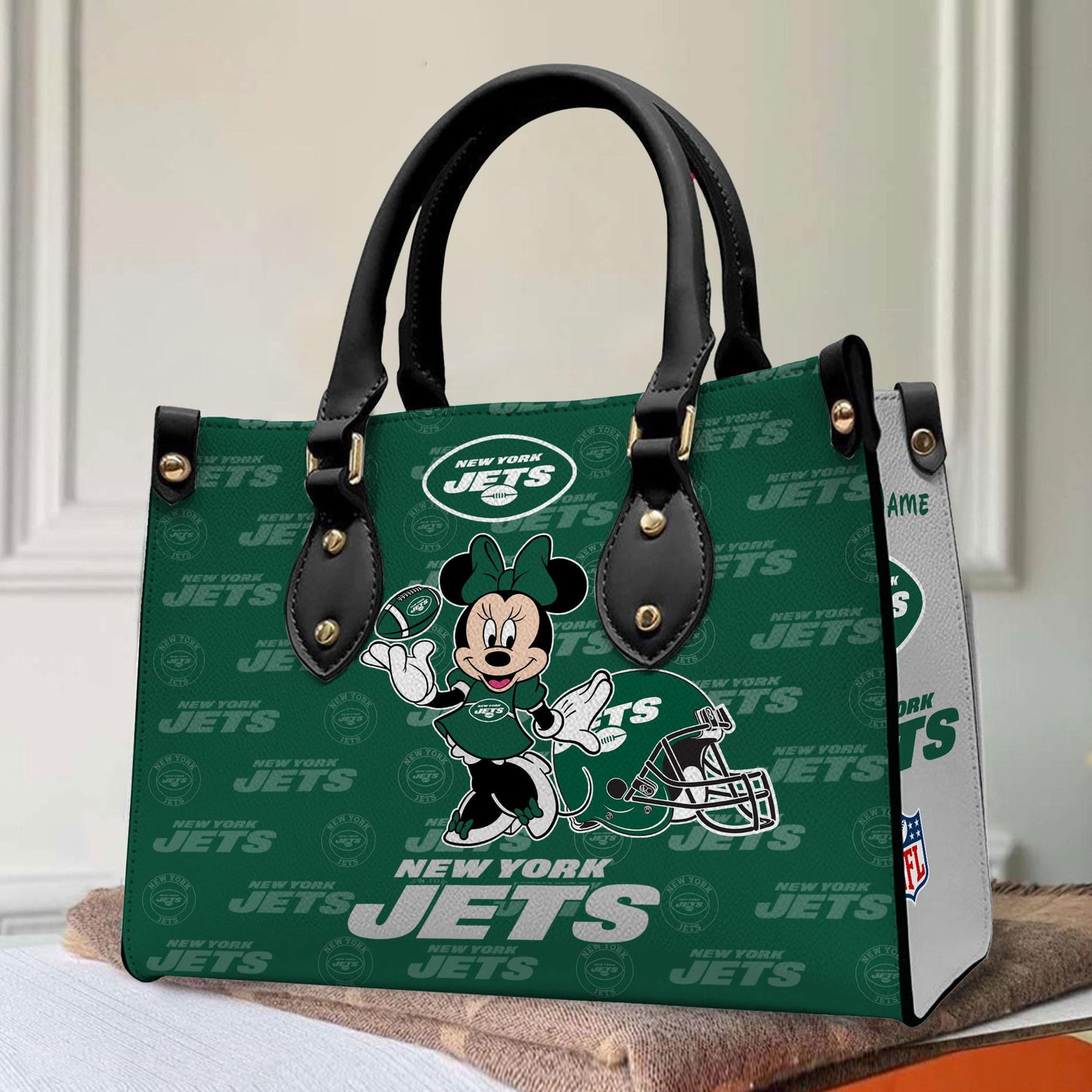 New York Jets Personalized Leather Hand Bag BB382