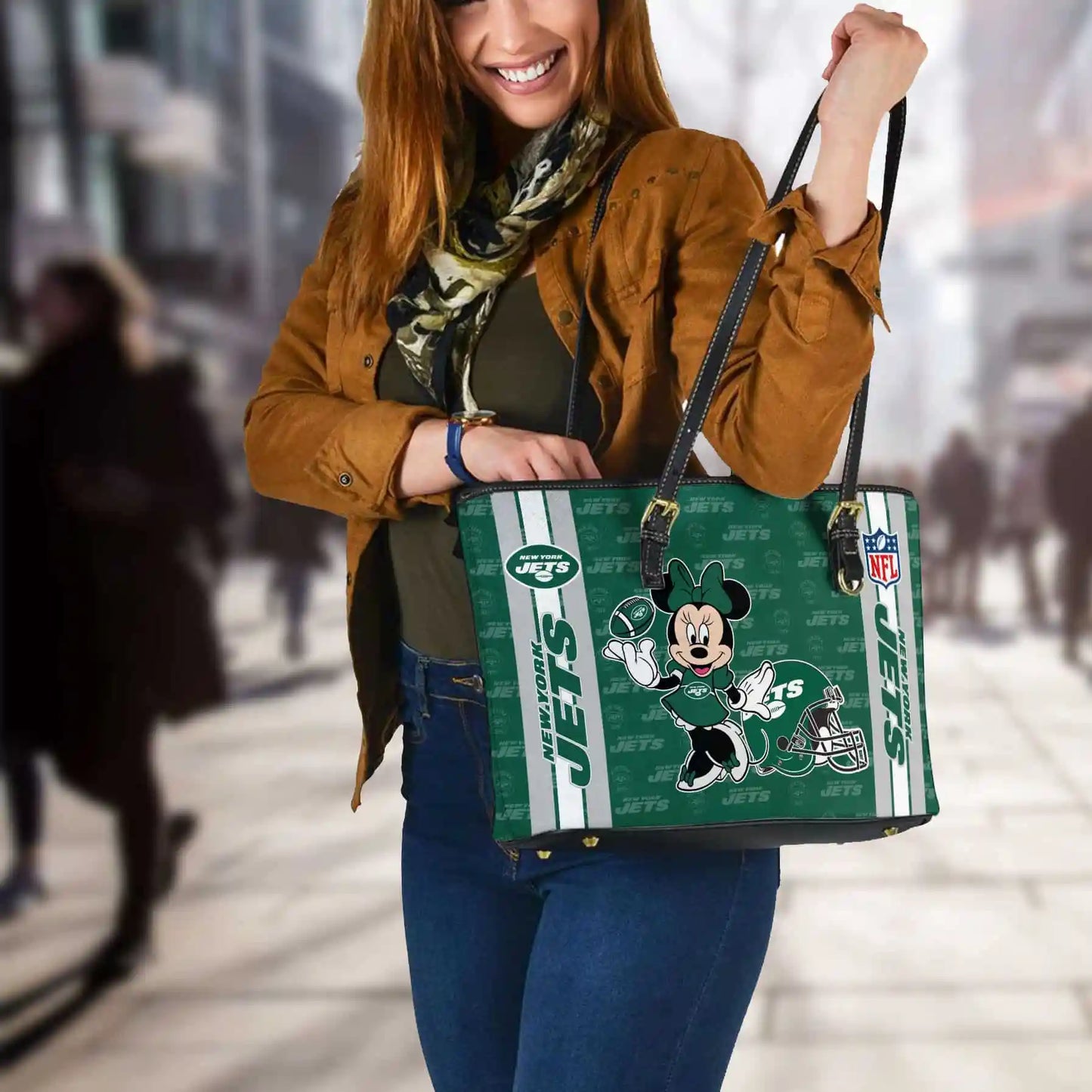 New York Jets Women Leather Tote Hand Bag BB35
