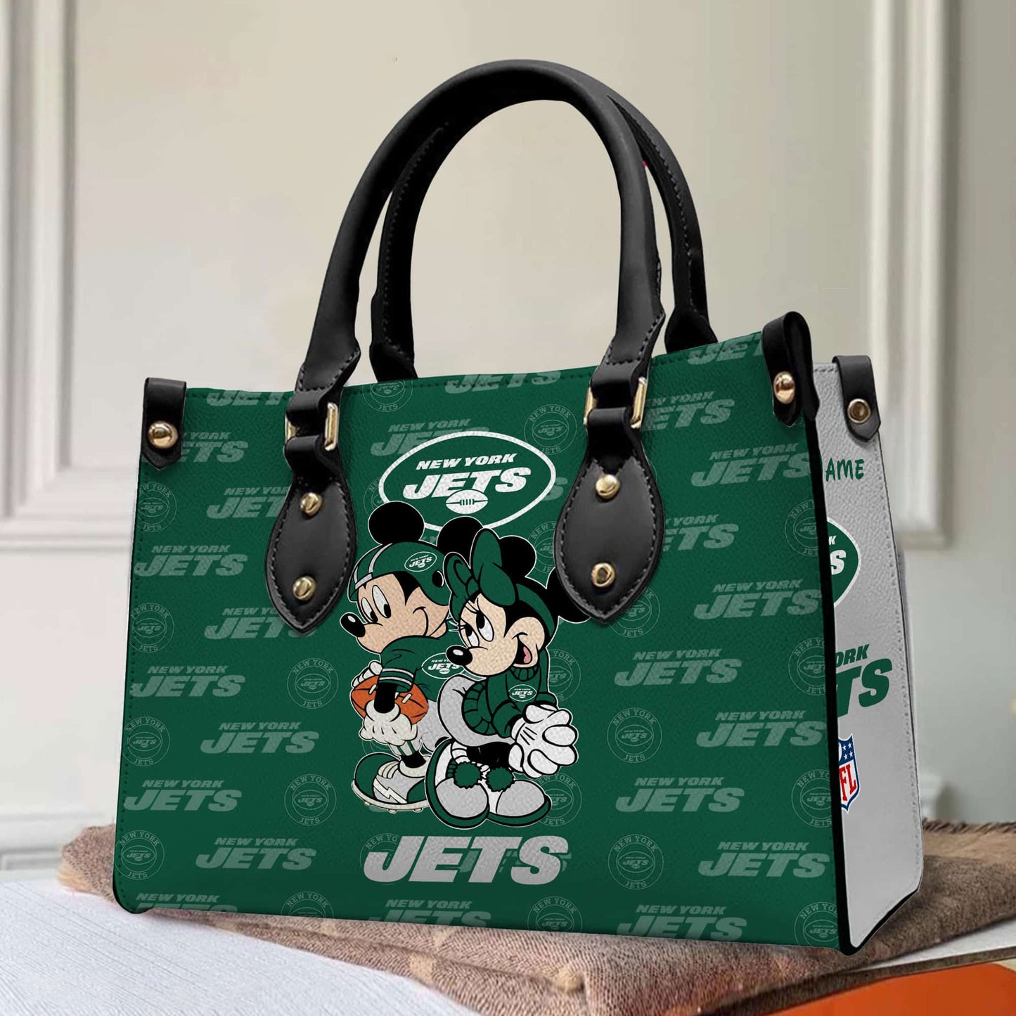 New York Jets Personalized Leather Hand Bag BB104