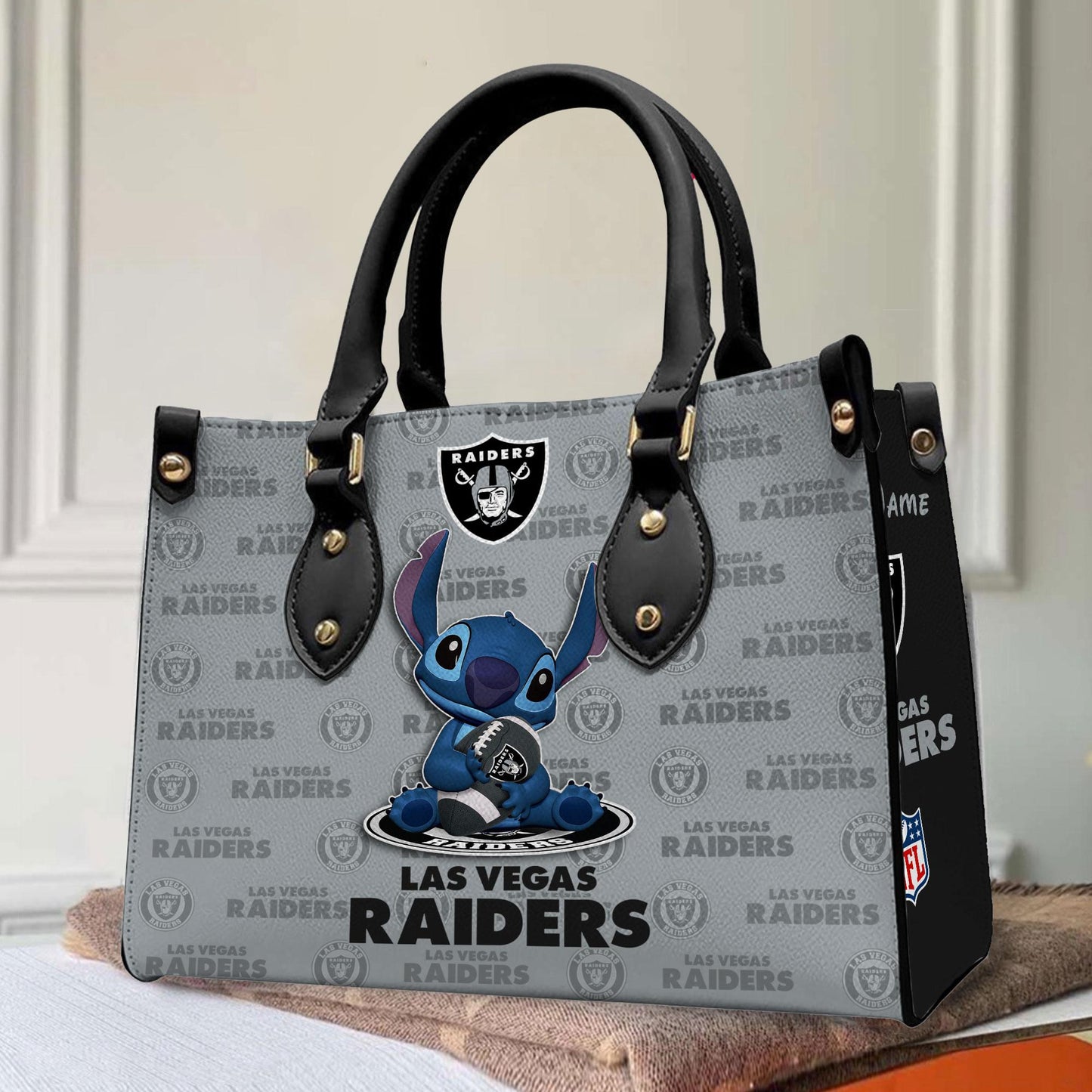 Las Vegas Raiders Personalized Leather Hand Bag BB353