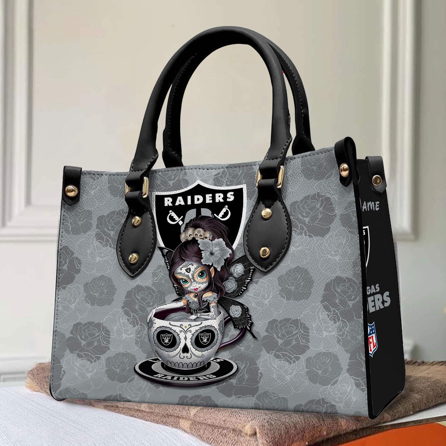 Las Vegas Raiders Personalized Leather Hand Bag BB64