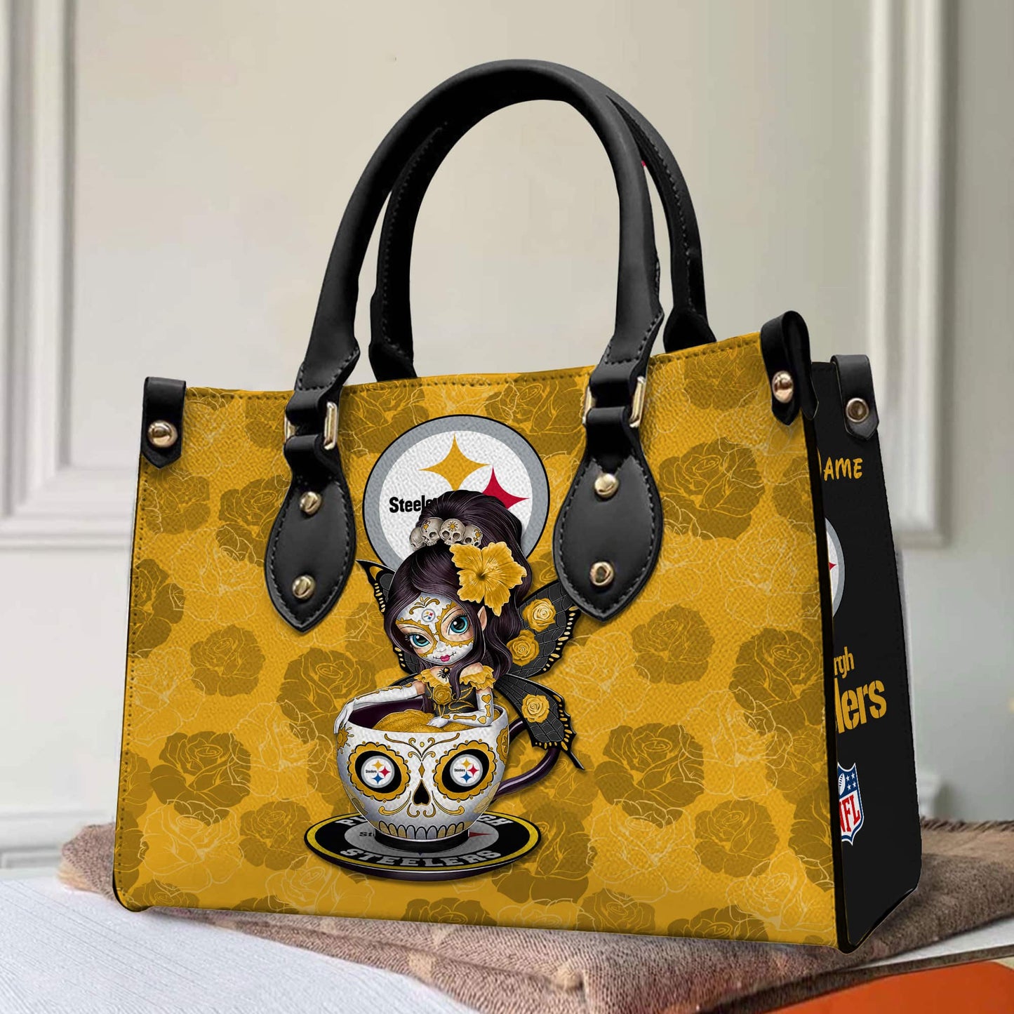 Pittsburgh Steelers Personalized Leather Hand Bag BB74