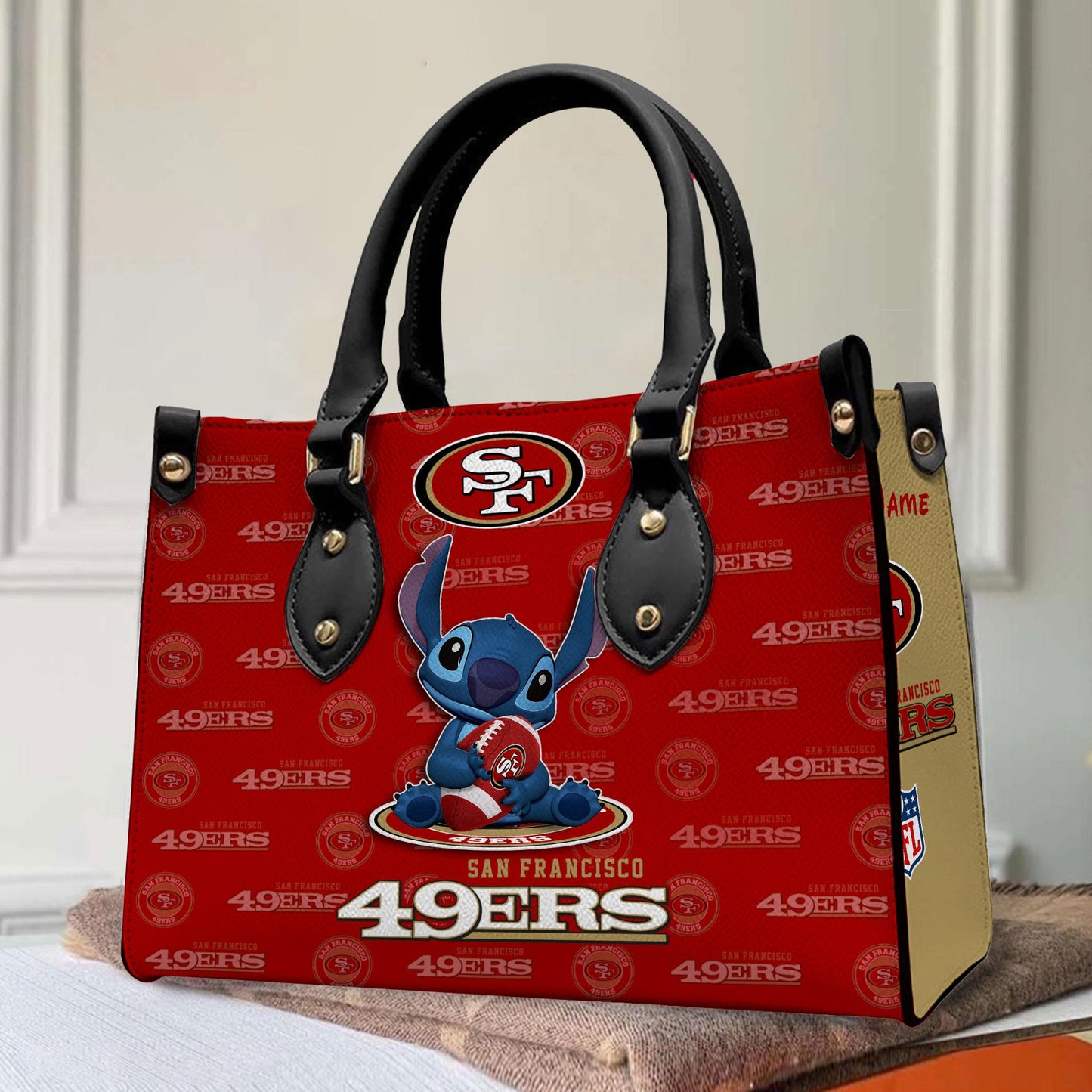 San Francisco 49ers Personalized Leather Hand Bag BB346