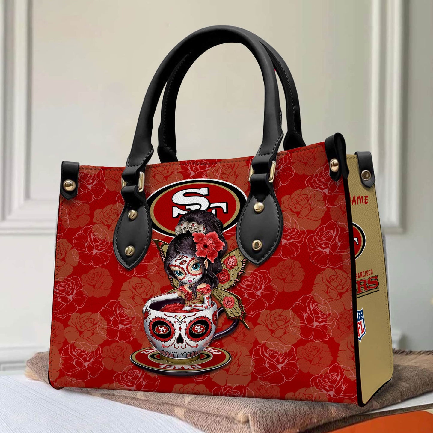 San Francisco 49ers Personalized Leather Hand Bag BB75