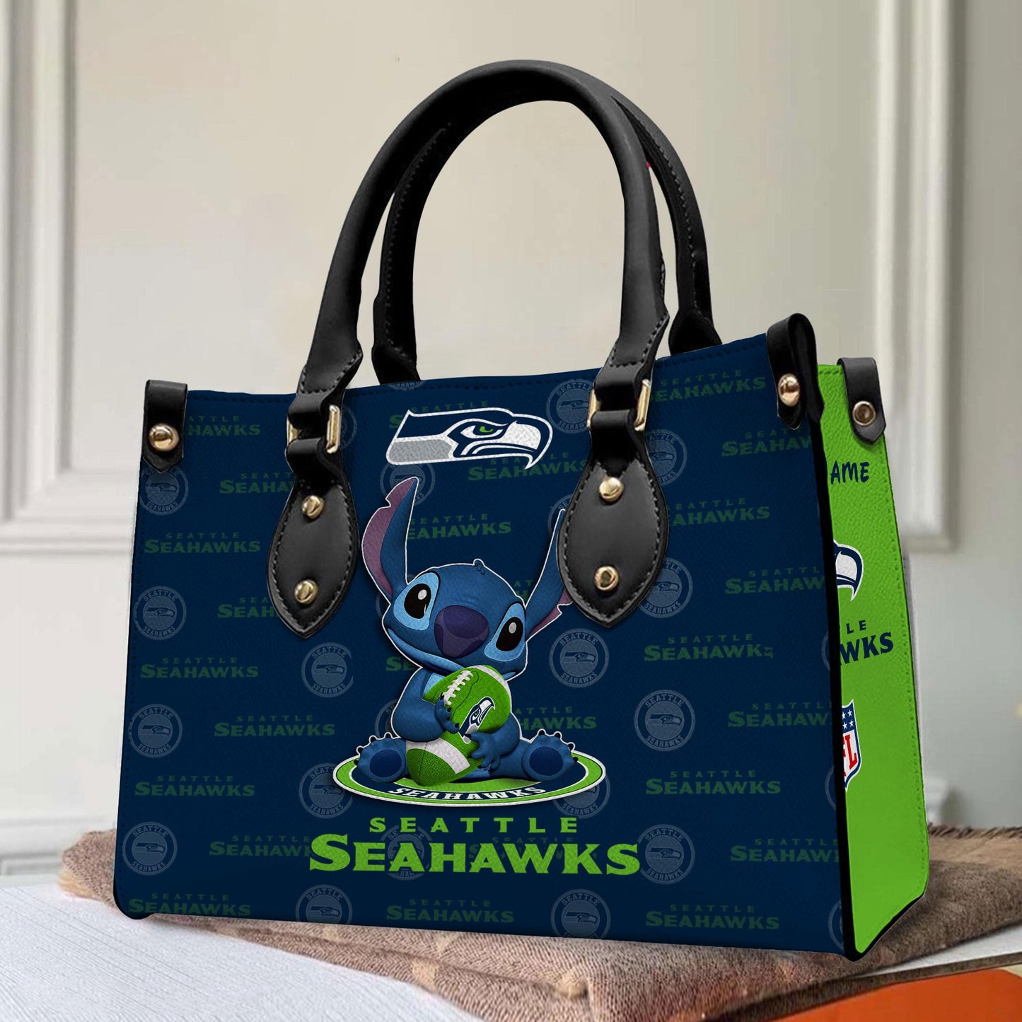 Seattle Seahawks Personalized Leather Hand Bag BB345
