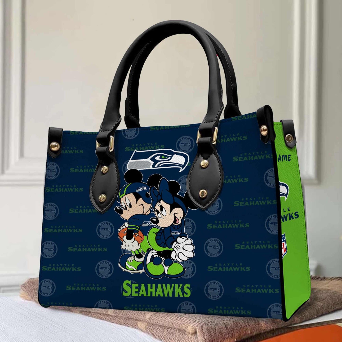 Seattle Seahawks Personalized Leather Hand Bag BB108
