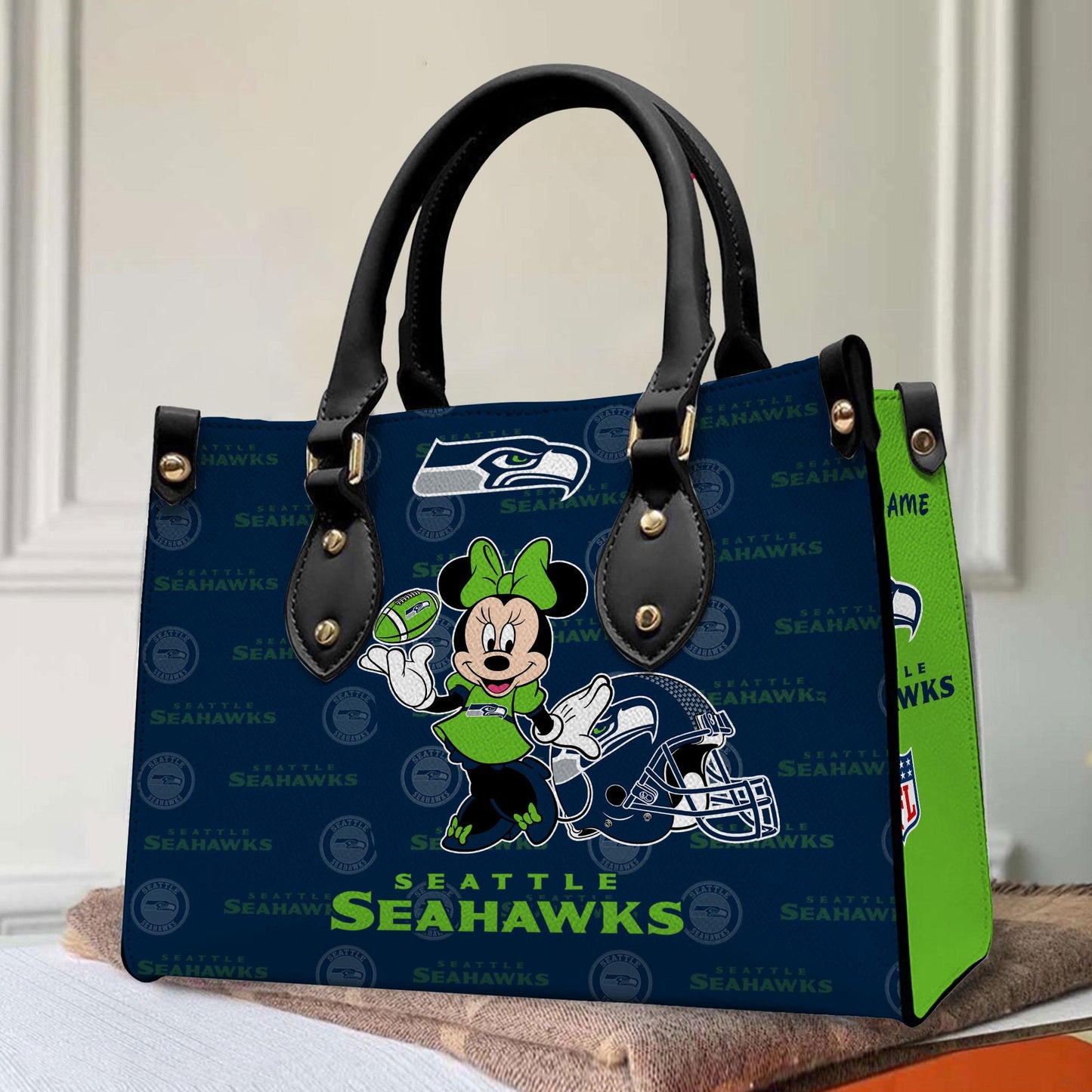 Seattle Seahawks Personalized Leather Hand Bag BB378