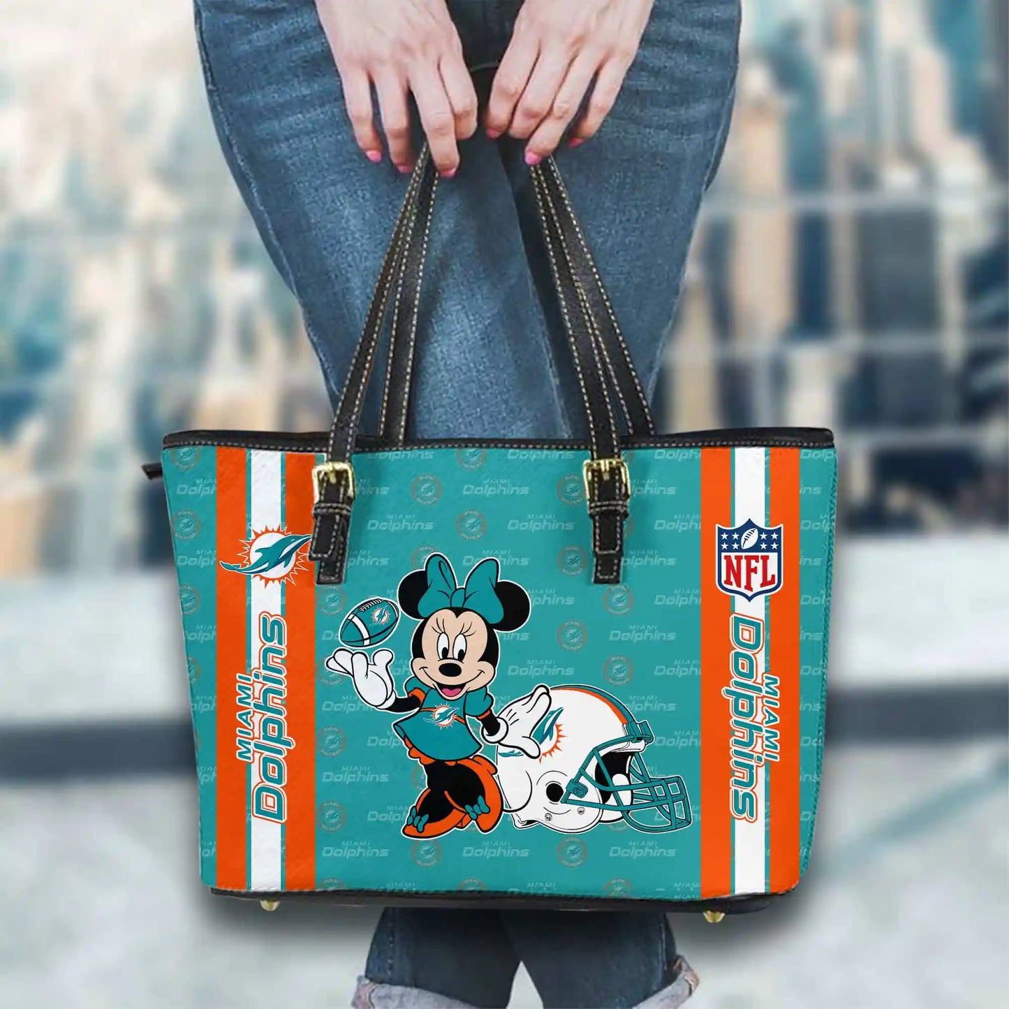 Miami Dolphins Women Leather Tote Hand Bag BB30