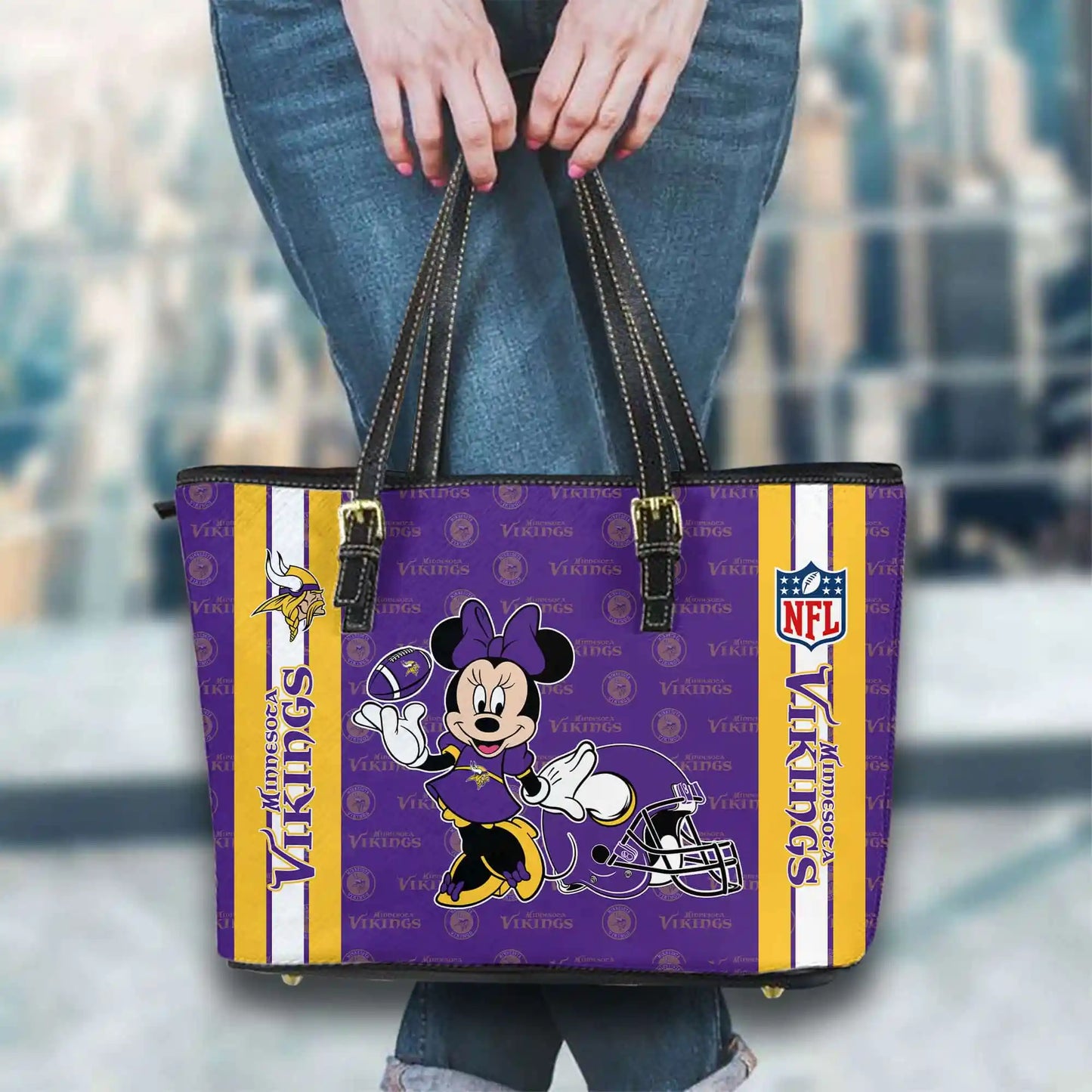 Minnesota Vikings Women Leather Tote Hand Bag BB31