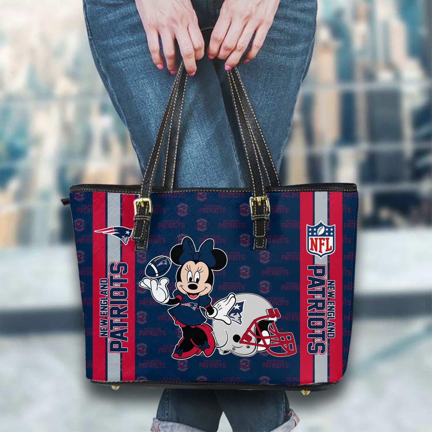 New England Patriots Women Leather Tote Hand Bag BB32