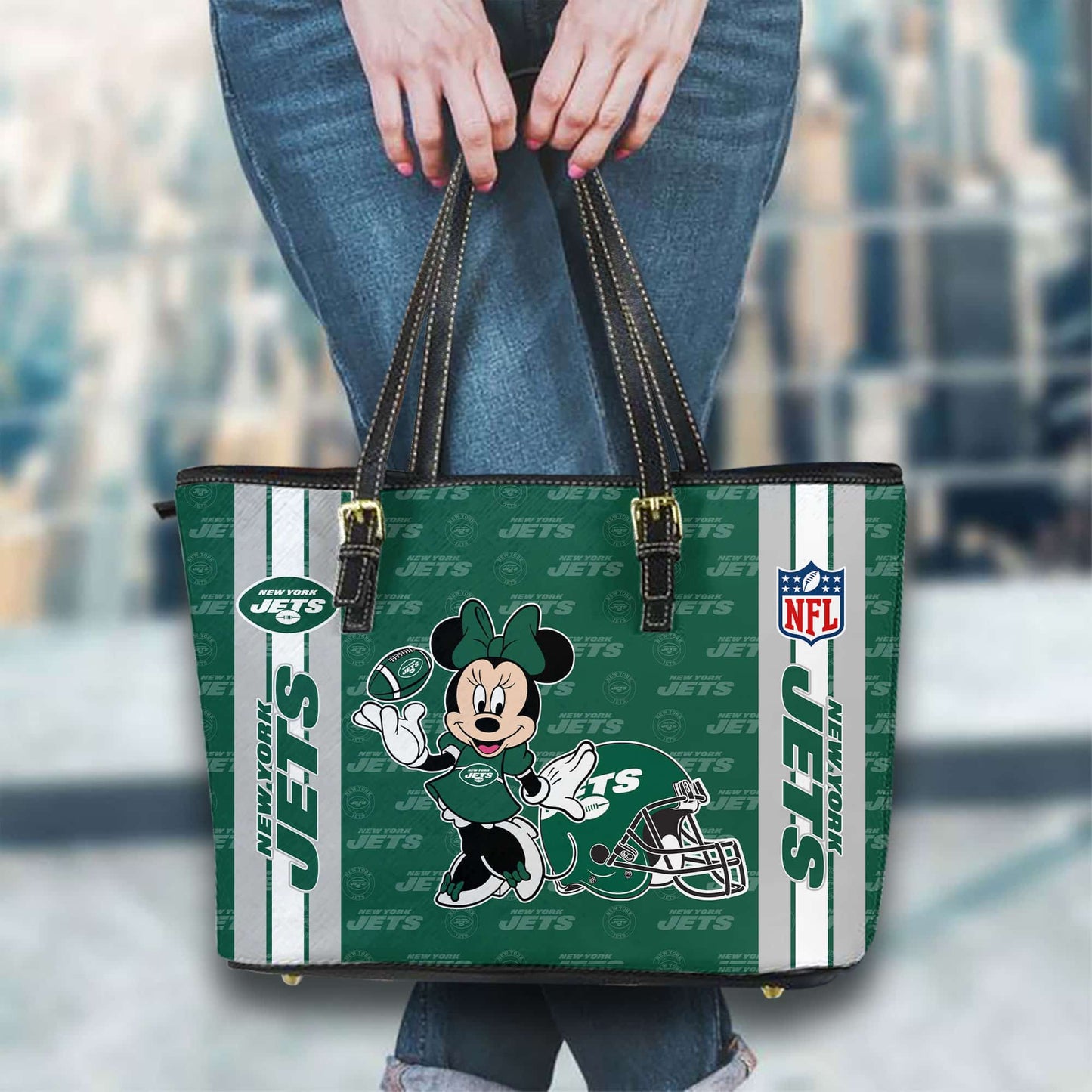 New York Jets Women Leather Tote Hand Bag BB35