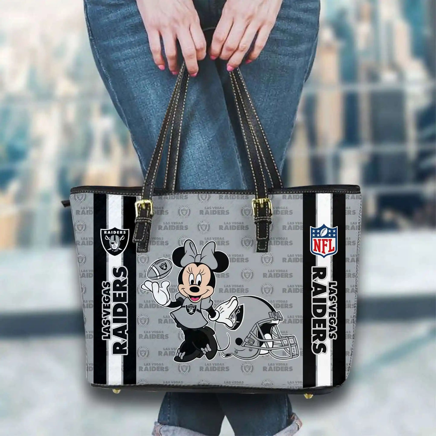 Las Vegas Raiders Women Leather Tote Hand Bag BB27