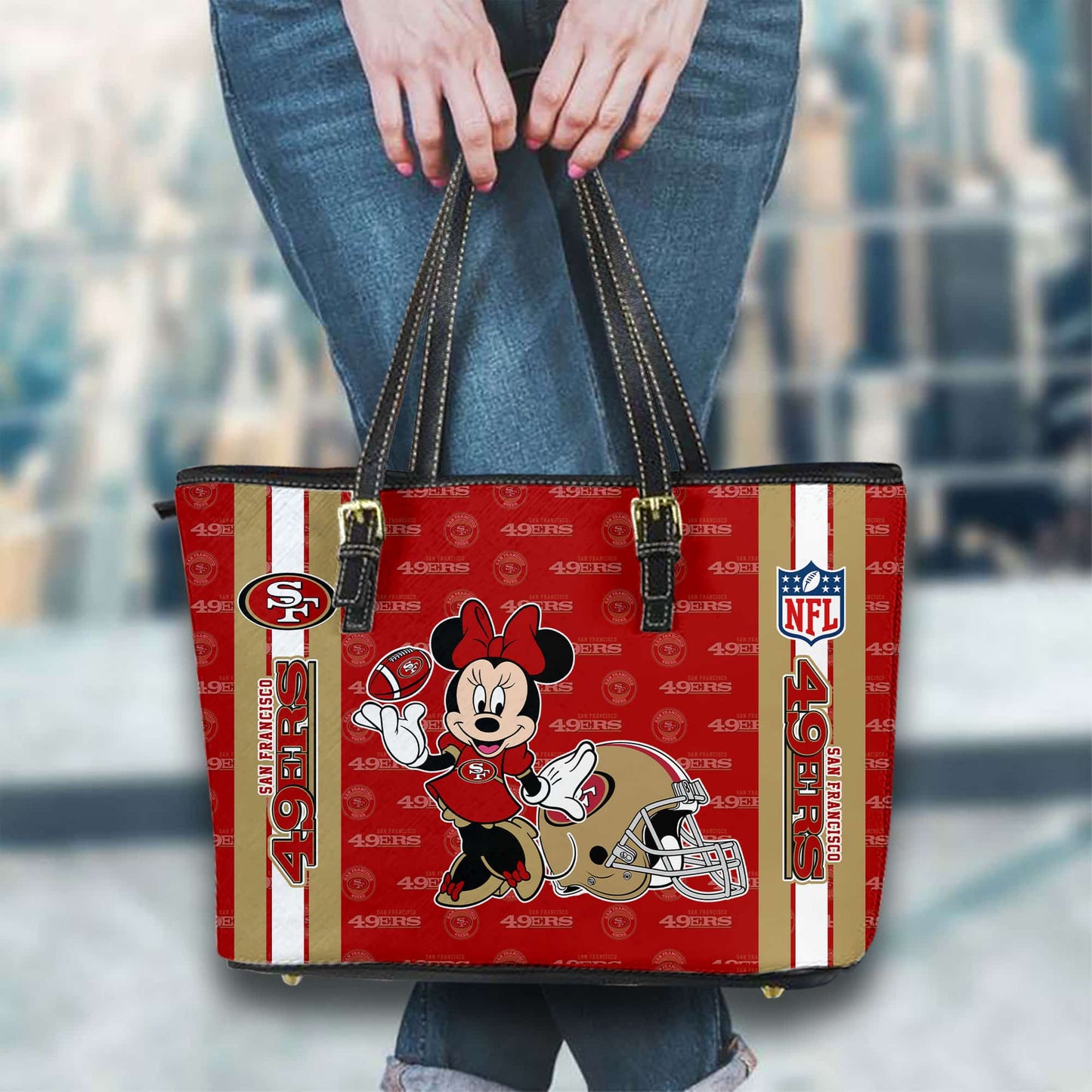 San Francisco 49ers Women Leather Tote Hand Bag BB38