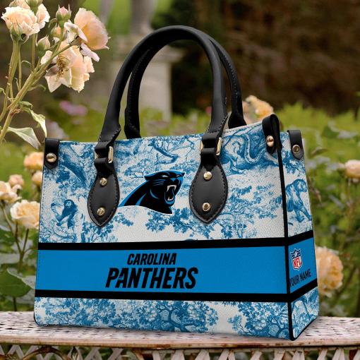 Carolina Panthers Personalized Leather Hand Bag BB332