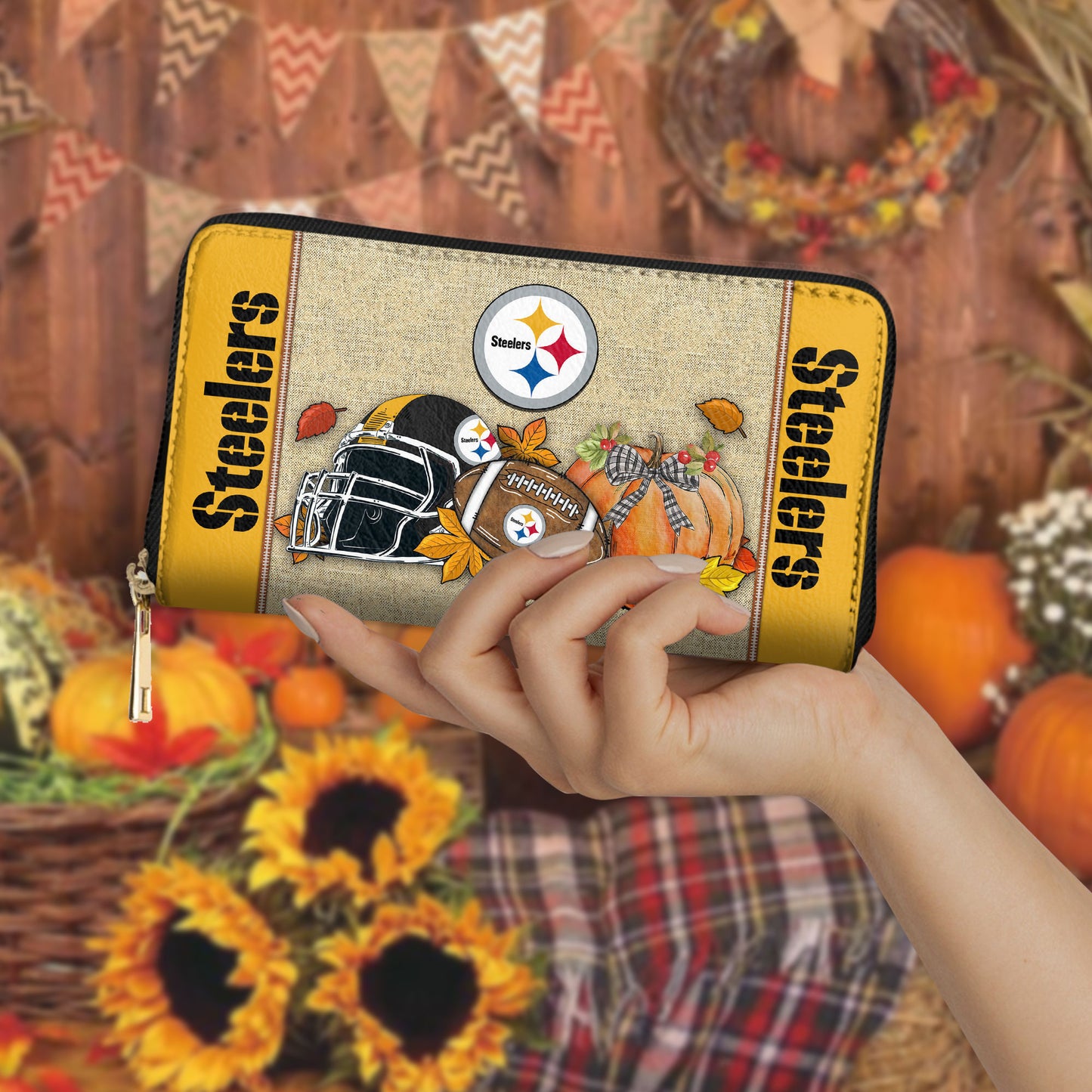 Pittsburgh Steelers Women Zip Around Wallet Perfect Gift AZBTWWL000010