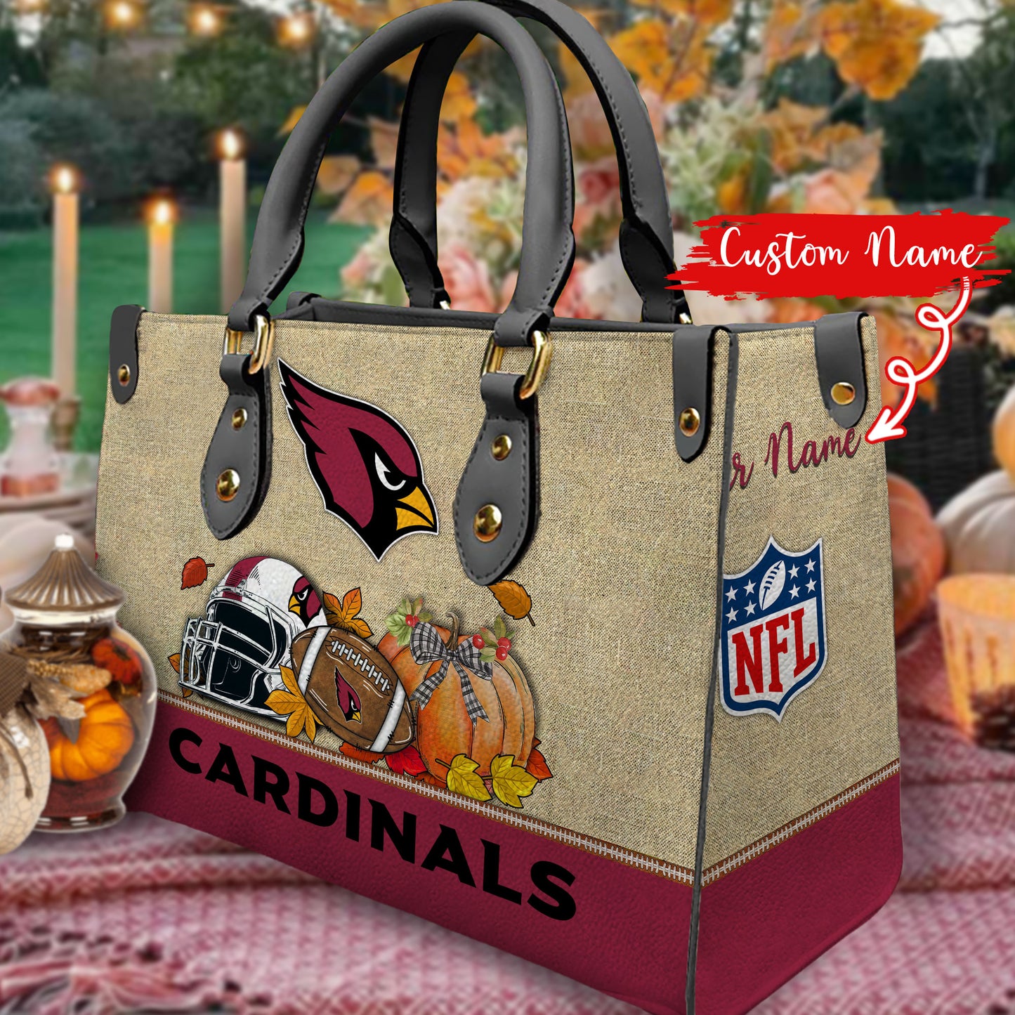 Arizona Cardinals Personalized Leather Hand Bag AZBTLHB000021