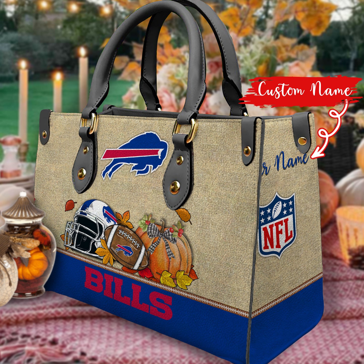 Buffalo Bills Personalized Leather Hand Bag AZBTLHB000018
