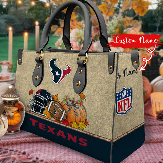 Houston Texans Personalized Leather Hand Bag AZBTLHB000029