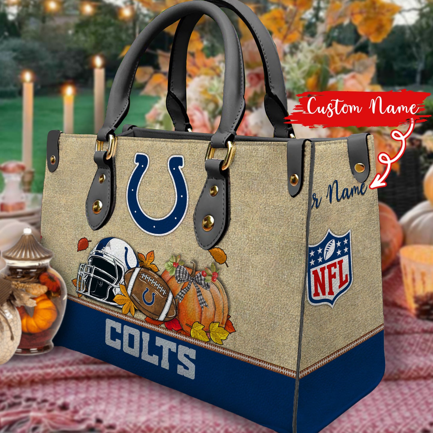 Indianapolis Colts Personalized Leather Hand Bag AZBTLHB000030