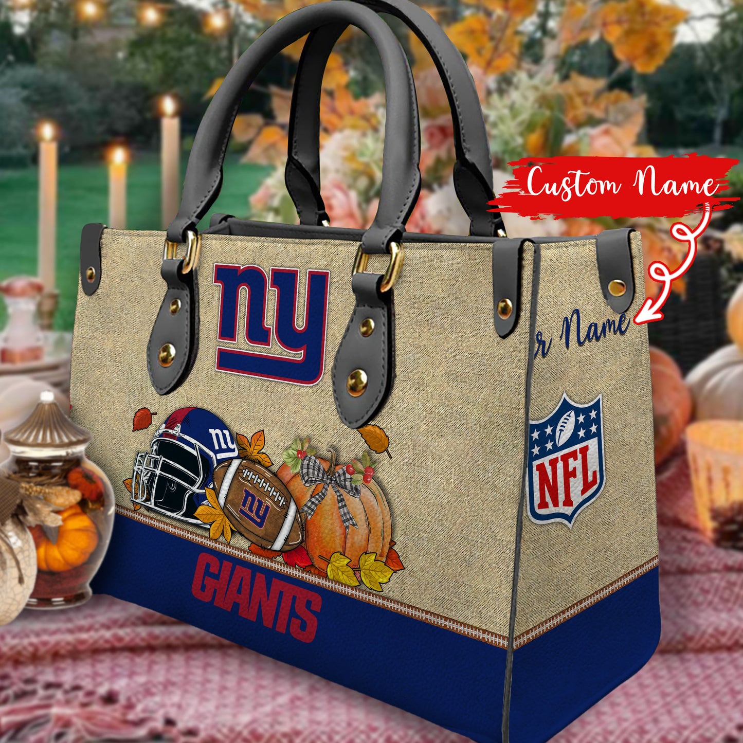 New York Giants Personalized Leather Hand Bag AZBTLHB000006