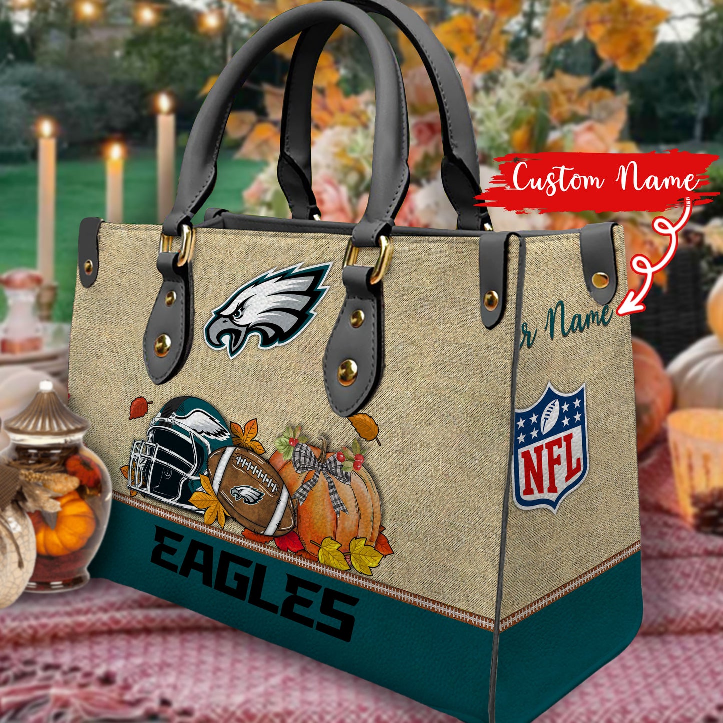 Philadelphia Eagles Personalized Leather Hand Bag AZBTLHB000009