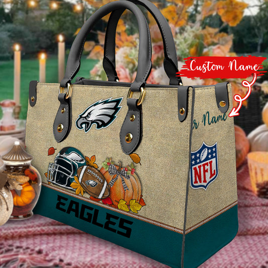 Philadelphia Eagles Personalized Leather Hand Bag AZBTLHB000009