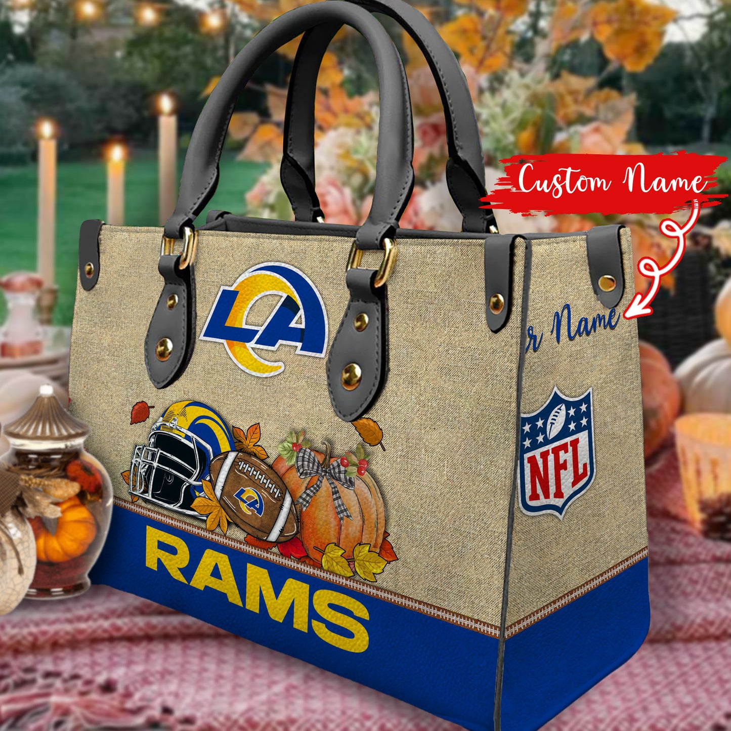Los Angeles Rams Personalized Leather Hand Bag AZBTLHB000011