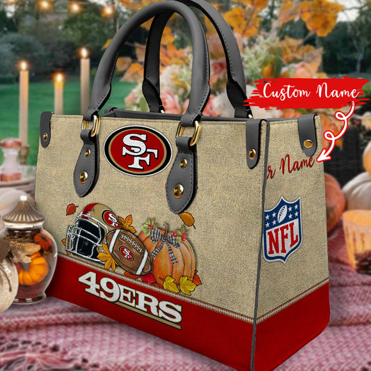 San Francisco 49ers Personalized Leather Hand Bag AZBTLHB000013