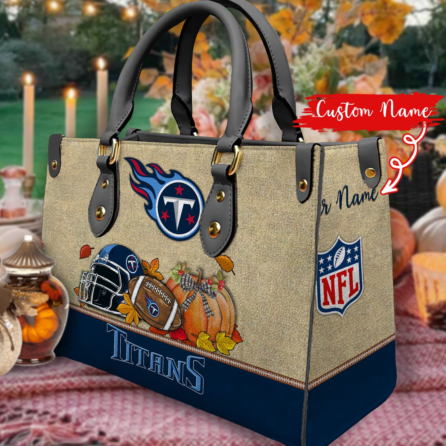 Tennessee Titans Personalized Leather Hand Bag AZBTLHB000017
