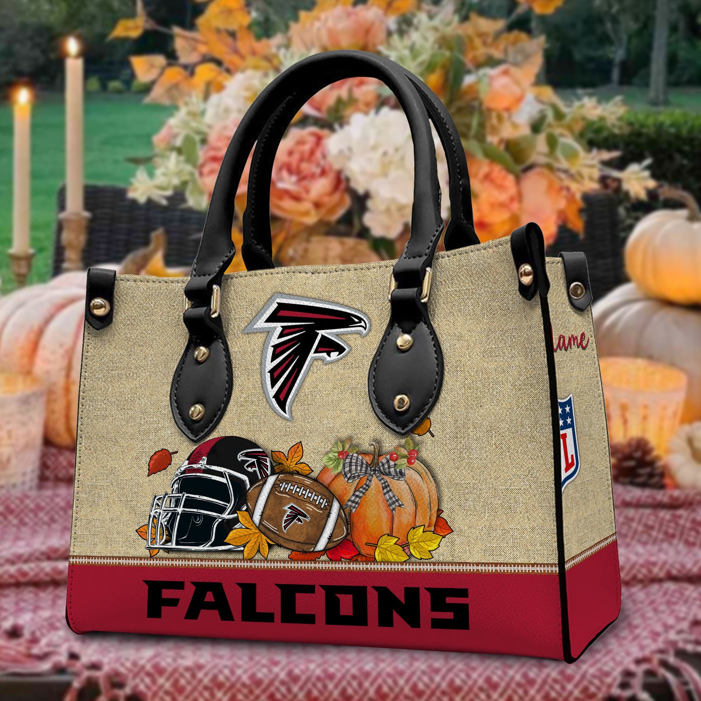 Atlanta Falcons Personalized Leather Hand Bag AZBTLHB000022