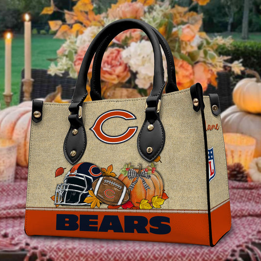 Chicago Bears Personalized Leather Hand Bag AZBTLHB000020