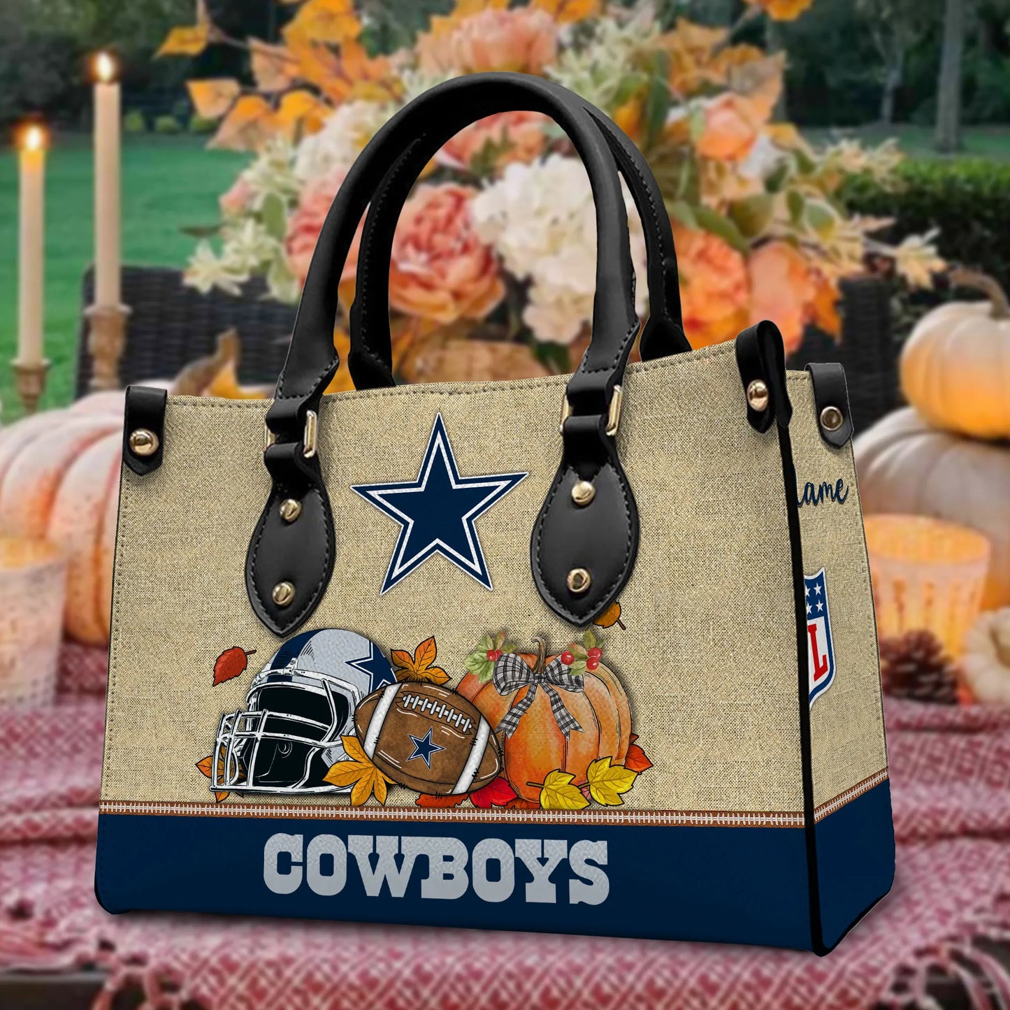 Dallas Cowboys Personalized Leather Hand Bag AZBTLHB000025