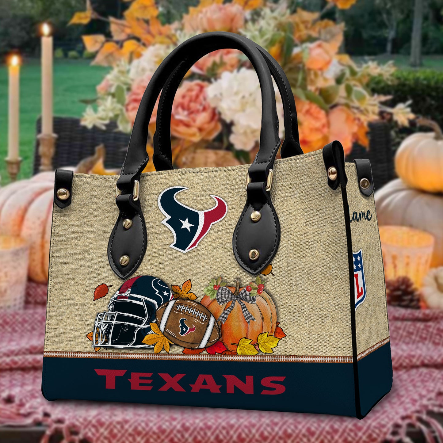 Houston Texans Personalized Leather Hand Bag AZBTLHB000029