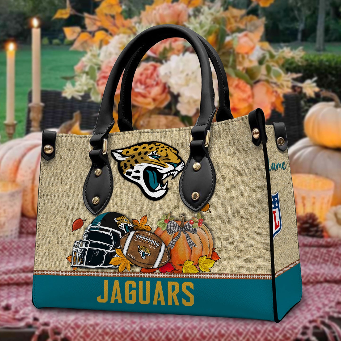 Jacksonville Jaguars Personalized Leather Hand Bag AZBTLHB000031