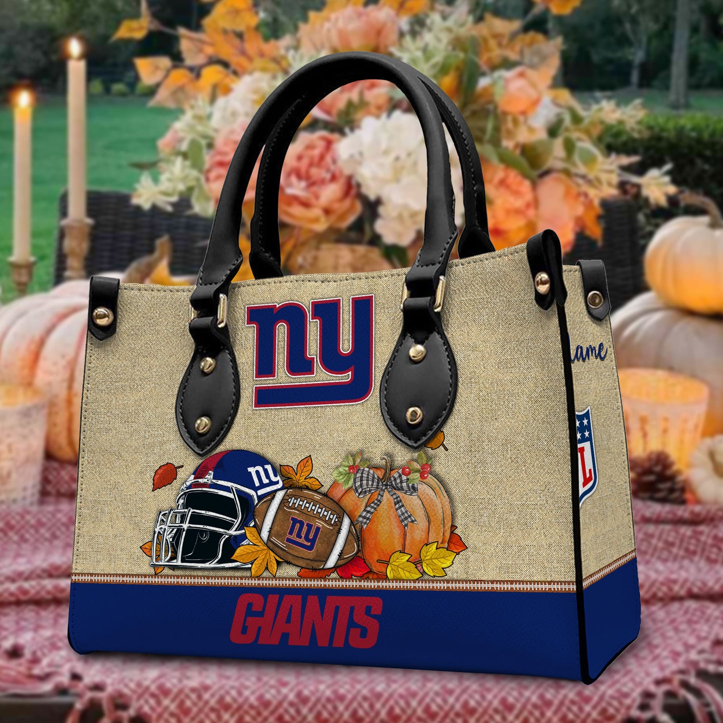 New York Giants Personalized Leather Hand Bag AZBTLHB000006