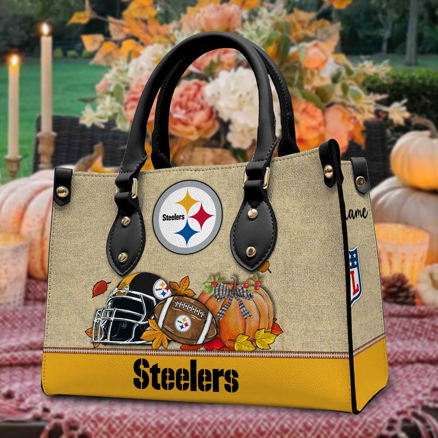 Pittsburgh Steelers Personalized Leather Hand Bag AZBTLHB000010