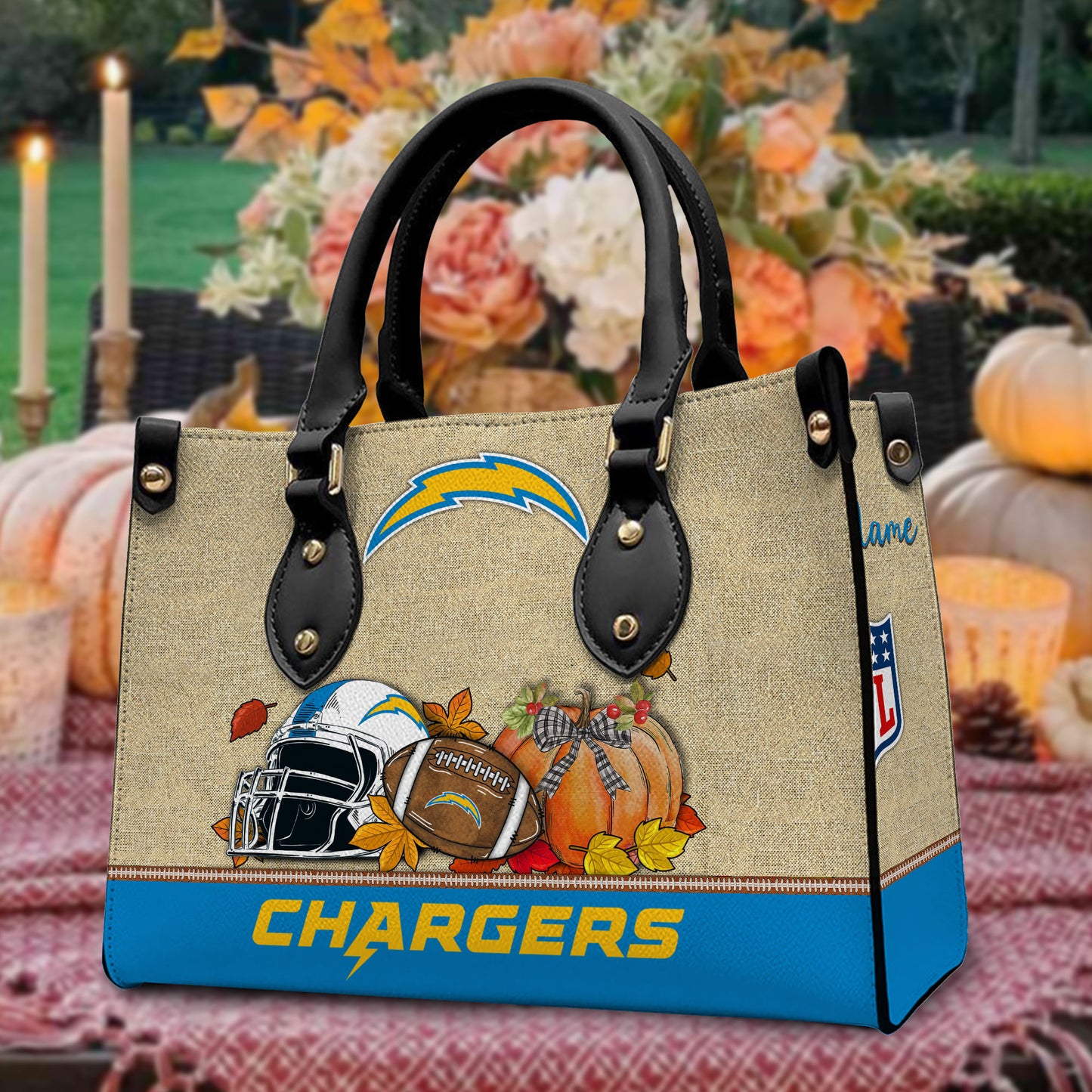 Los Angeles Chargers Personalized Leather Hand Bag AZBTLHB000012