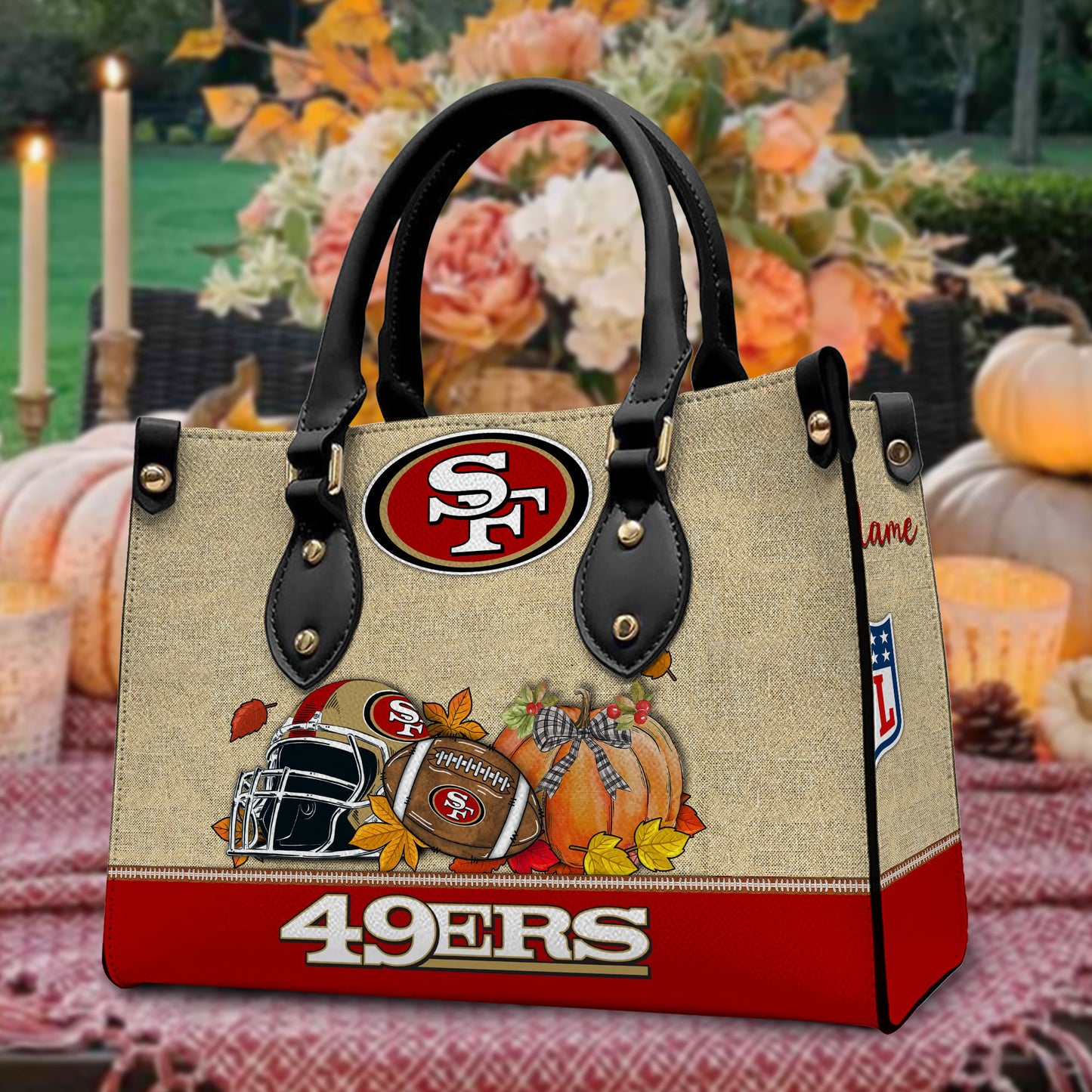 San Francisco 49ers Personalized Leather Hand Bag AZBTLHB000013