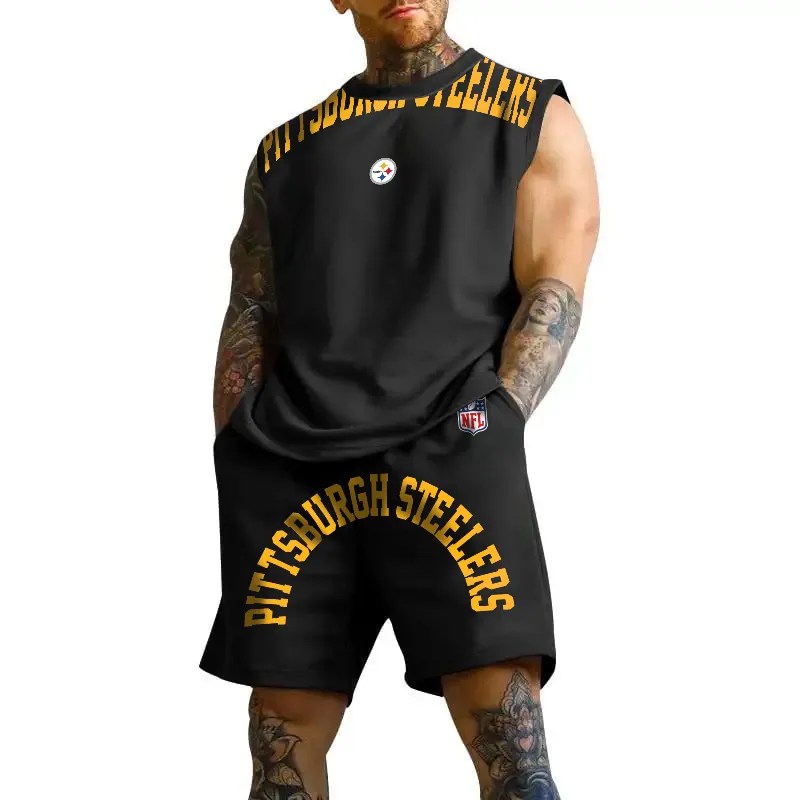 Pittsburgh Steelers Combo Men Jersey Tank Top and Shorts AZICOTATTMS00001