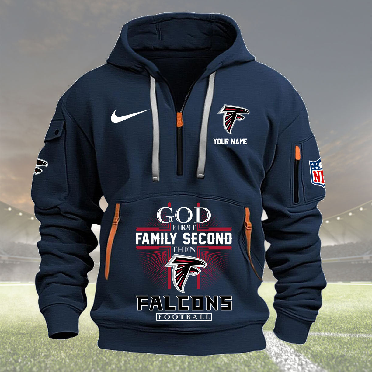 Atlanta Falcons Personalized Quarter Zip Hoodie New Collection AZBTQZH000242