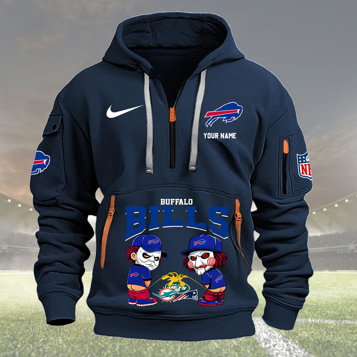 Buffalo Bills Personalized Quarter Zip Hoodie New Collection AZBTQZH000277